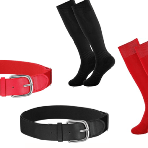 Baseball Socks & Belt Bundle - Red or Black